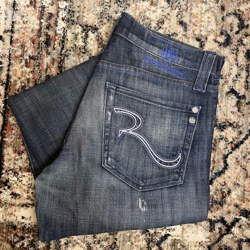 Rock & Republic Men's Straight Jeans - Dark Blue